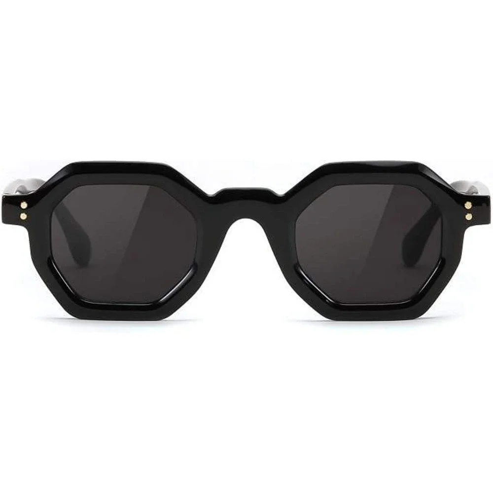 Women Stylish‎ Black Polygon Glasses Highlight Bold Contemporary Look Sunglasses
